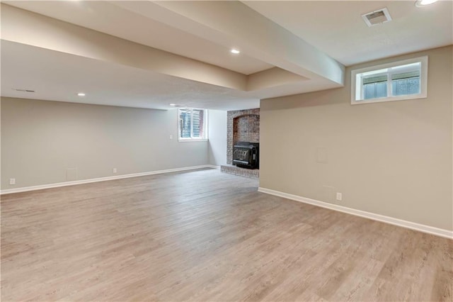 16253 W Briarwood Ct, Olathe, KS 66062 - basement with light wood-style flooring, baseboards, and recessed lighting