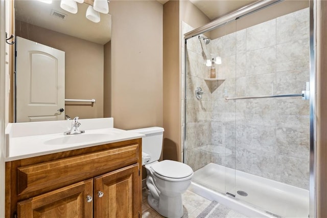 10233 N Prospect Ave, Kansas City, MO 64155 - full bath featuring toilet, a shower stall, vanity, and tile patterned flooring