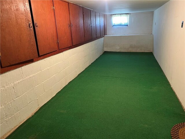 5720 NW 51st St, Kansas City, MO 64151 - below grade area with concrete block wall and carpet