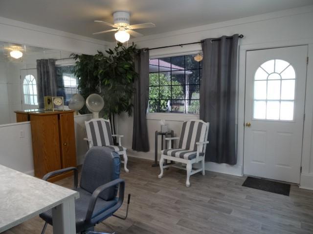 6780 SW County Road 2007th Rd, Rich Hill, MO 64779 - office space with wood finished floors, ceiling fan, and ornamental molding