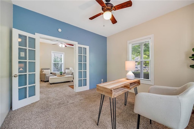 1503 S Spring St, Independence, MO 64055 - office space with carpet flooring, plenty of natural light, ceiling fan, and french doors