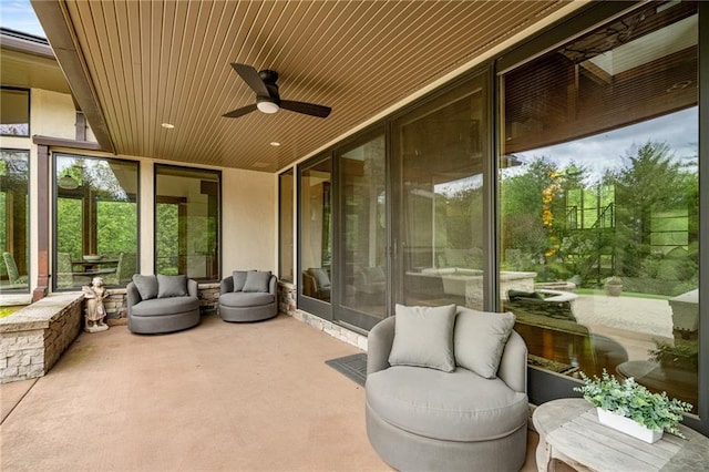 8700 Lee Blvd, Leawood, KS 66206 - sunroom with ceiling fan
