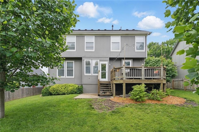 12287 S Mullen Rd, Olathe, KS 66062 - rear view of house featuring a wooden deck and stairway