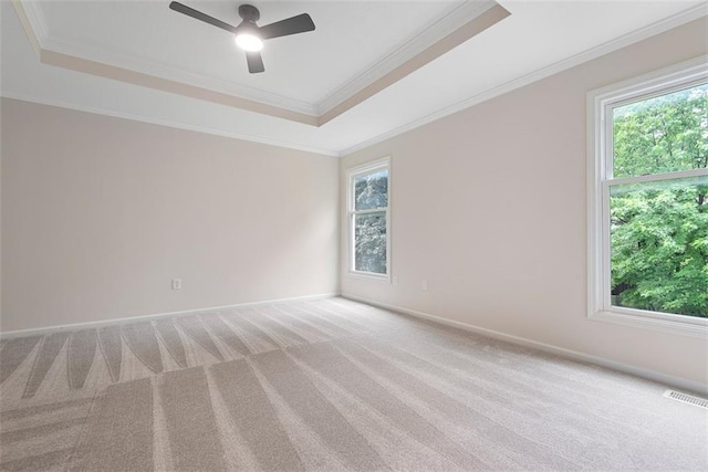 1051 E 121st St, Olathe, KS 66061 - empty room with a raised ceiling, plenty of natural light, light colored carpet, and crown molding