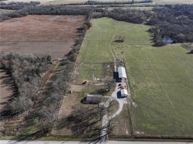 6721 S Read Rd Unit 1, Pleasanton, KS 66075 - aerial view of property and surrounding area featuring rural landscape and rows of crops