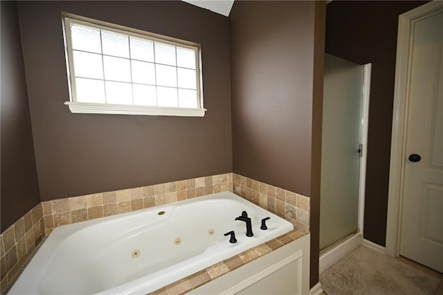 8941 NE 116th Pl, Kansas City, MO 64157 - bathroom with a jetted tub, a stall shower, and baseboards