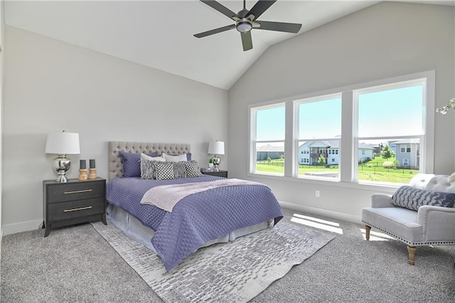 5854 Mccormick Dr, Shawnee, KS 66226 - bedroom featuring carpet flooring, vaulted ceiling, baseboards, and a ceiling fan