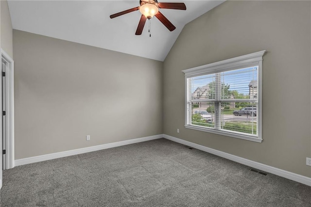 12750 N Arbor Way, Platte City, MO 64079 - carpeted empty room with ceiling fan, lofted ceiling, and baseboards