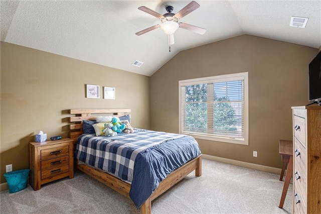 25205 W 97th Ter, Lenexa, KS 66227 - bedroom with light carpet, lofted ceiling, and a ceiling fan
