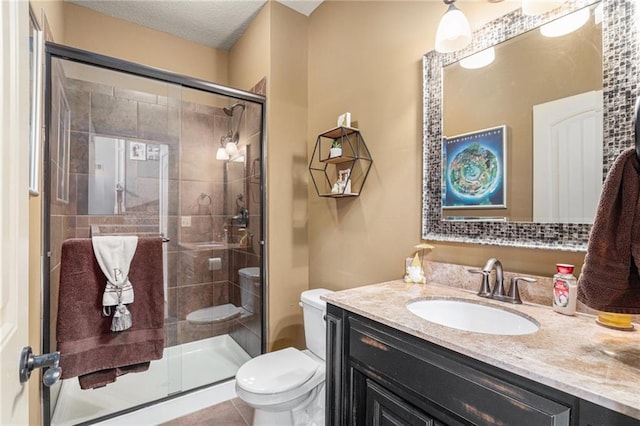 25205 W 97th Ter, Lenexa, KS 66227 - bathroom featuring vanity, a shower stall, and tile patterned floors
