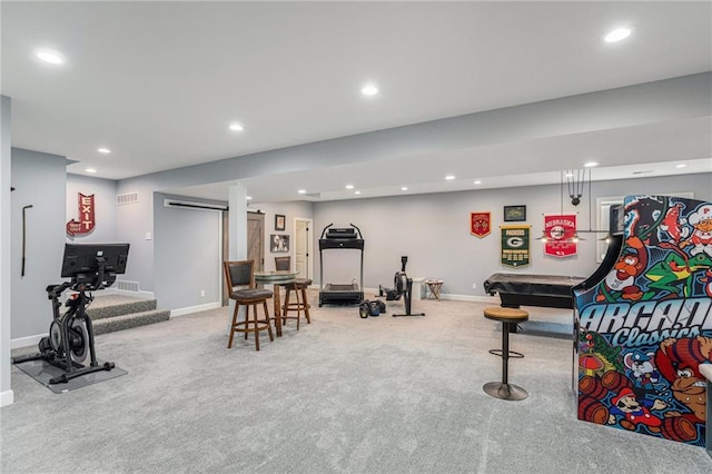 25205 W 97th Ter, Lenexa, KS 66227 - exercise room with carpet floors and recessed lighting