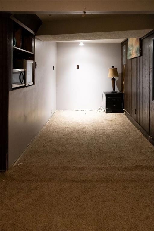 108 N Evanston Ave, Independence, MO 64053 - finished below grade area featuring carpet flooring and wooden walls