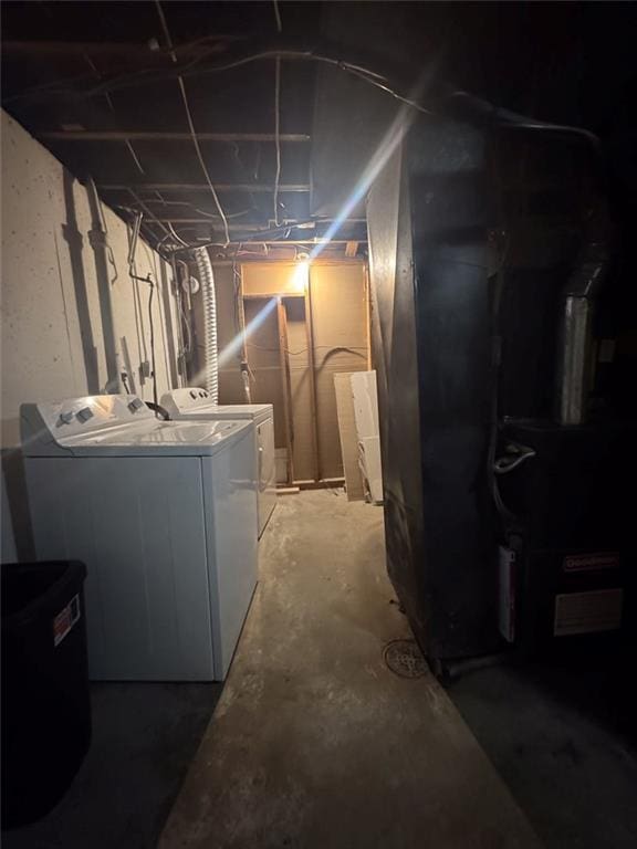 108 N Evanston Ave, Independence, MO 64053 - unfinished basement with washer and clothes dryer