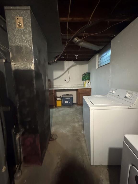 108 N Evanston Ave, Independence, MO 64053 - unfinished basement with washing machine and clothes dryer and heating unit