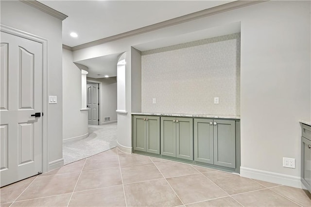 11349 Buena Vista St, Leawood, KS 66211 - unfurnished room with light tile patterned floors, baseboards, recessed lighting, and ornamental molding