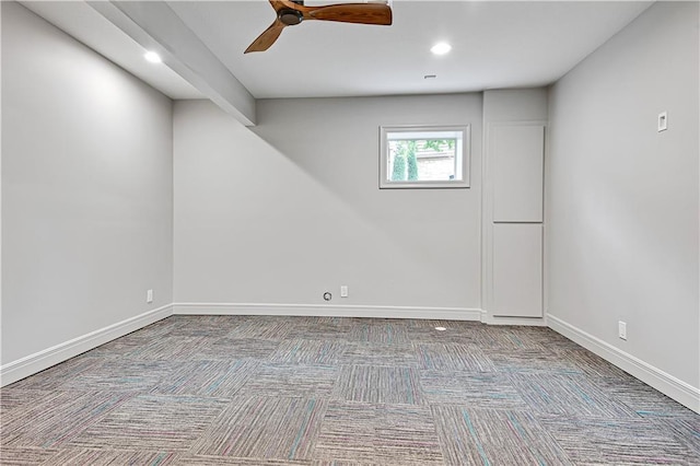 11349 Buena Vista St, Leawood, KS 66211 - carpeted spare room with ceiling fan, recessed lighting, and baseboards