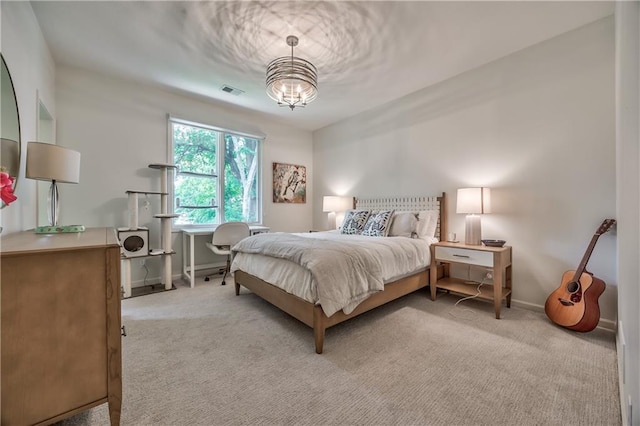 14814 Sherwood St, Leawood, KS 66224 - bedroom with carpet flooring, baseboards, and a chandelier