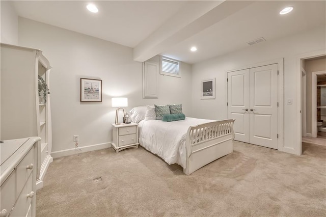 14814 Sherwood St, Leawood, KS 66224 - bedroom featuring light carpet, recessed lighting, and baseboards