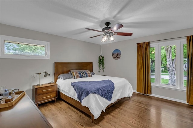 4212 NW Briarcliff Ln, Kansas City, MO 64116 - bedroom with multiple windows, wood finished floors, baseboards, and a textured ceiling
