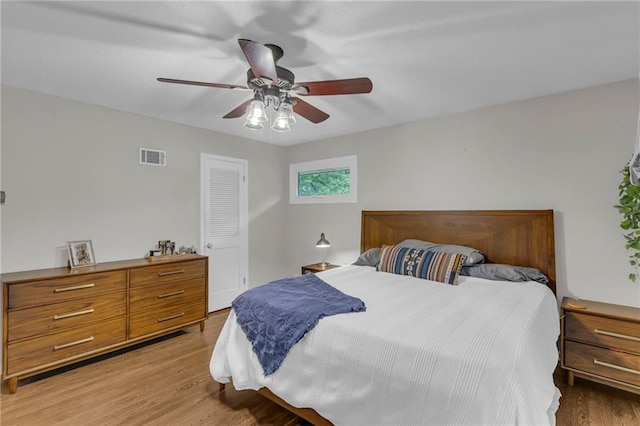 4212 NW Briarcliff Ln, Kansas City, MO 64116 - bedroom with light wood-style flooring and a ceiling fan