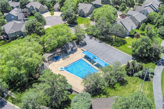 13238 Reeder St, Overland Park, KS 66213 - aerial view of residential area featuring a pool area