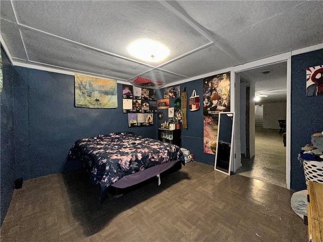 bedroom with a textured ceiling