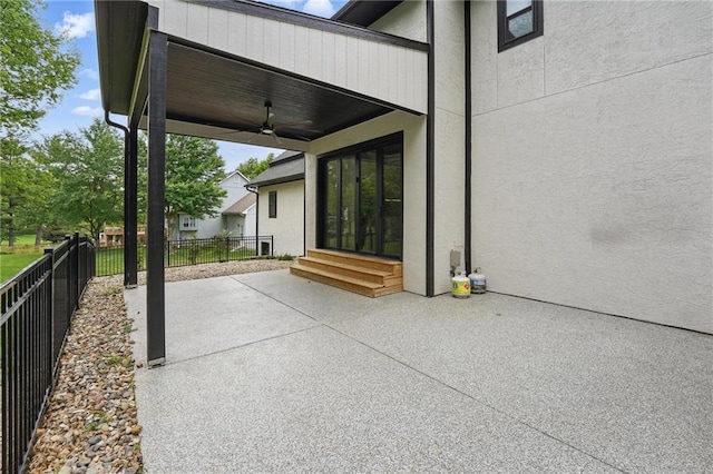 5263 SW Raintree Pkwy, Lees Summit, MO 64082 - view of patio / terrace featuring entry steps and ceiling fan