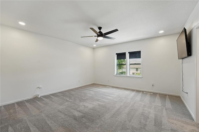 5263 SW Raintree Pkwy, Lees Summit, MO 64082 - spare room with recessed lighting, a ceiling fan, carpet floors, and baseboards