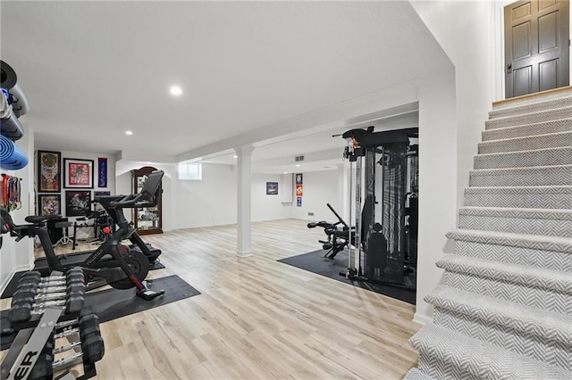 5263 SW Raintree Pkwy, Lees Summit, MO 64082 - workout area with light wood finished floors and recessed lighting