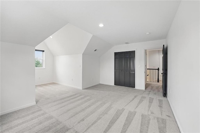 5263 SW Raintree Pkwy, Lees Summit, MO 64082 - bonus room with light carpet, baseboards, lofted ceiling, and recessed lighting