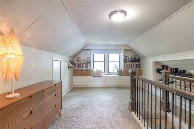 5608 Outlook St, Mission, KS 66202 - additional living space featuring light carpet and vaulted ceiling