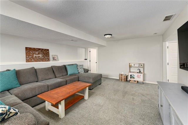 2511 E Maple Ct, Tonganoxie, KS 66086 - living area featuring carpet, a textured ceiling, and baseboards