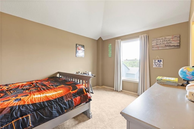 24318 W 91st Pl, Lenexa, KS 66227 - bedroom with light carpet, lofted ceiling, and baseboards