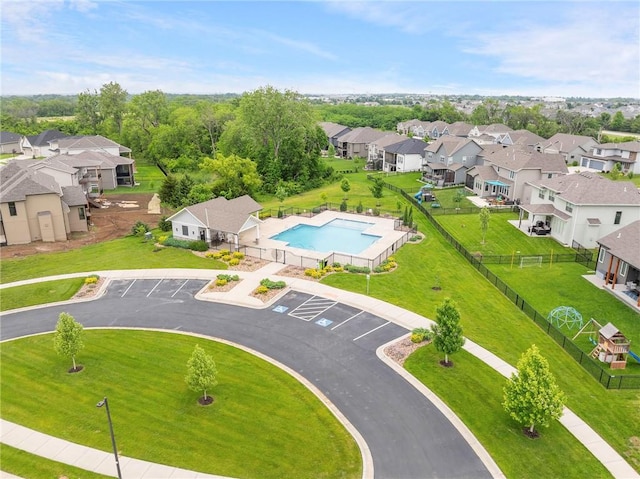 24318 W 91st Pl, Lenexa, KS 66227 - aerial view of residential area featuring a pool area