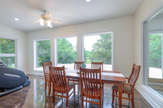 3109 W 118th St, Leawood, KS 66211 - dining area featuring healthy amount of natural light, a ceiling fan, and recessed lighting