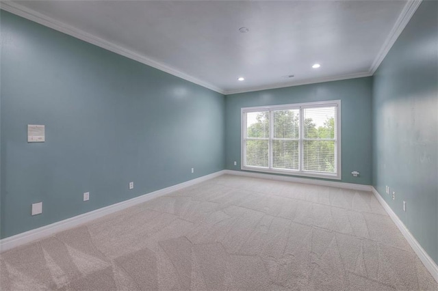 3109 W 118th St, Leawood, KS 66211 - carpeted spare room featuring ornamental molding and recessed lighting