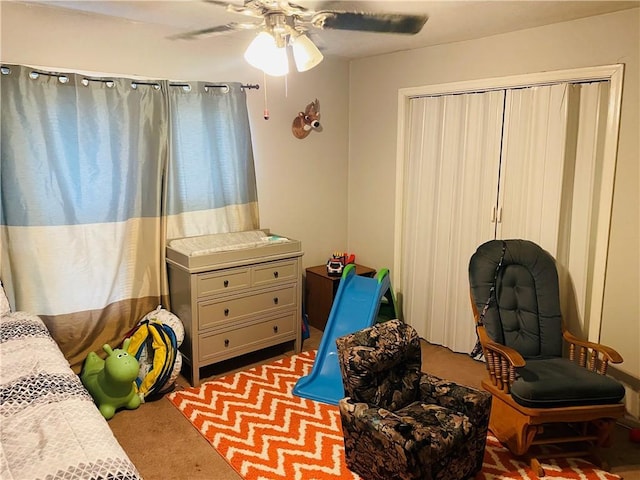 2302 3rd Ave, Leavenworth, KS 66048 - bedroom with carpet flooring and ceiling fan