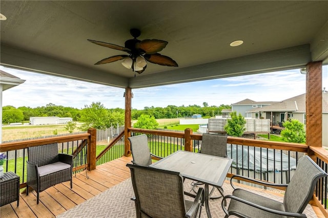 2808 E Cedar Pl, Tonganoxie, KS 66086 - wooden terrace with a ceiling fan