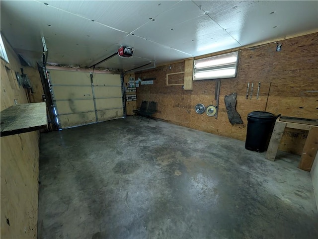 garage with a garage door opener