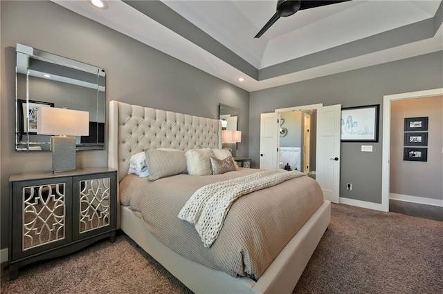 16812 Gillette St, Overland Park, KS 66221 - bedroom with carpet floors, baseboards, a tray ceiling, and recessed lighting