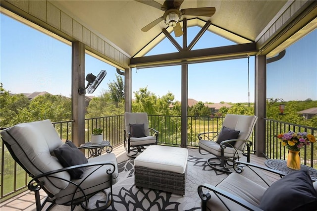 16812 Gillette St, Overland Park, KS 66221 - sunroom featuring lofted ceiling and a ceiling fan