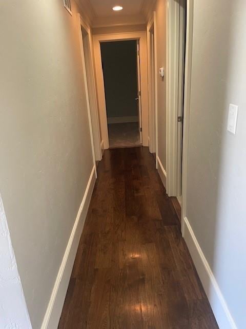 21162 147th St, Basehor, KS 66007 - corridor with dark wood-style flooring and baseboards