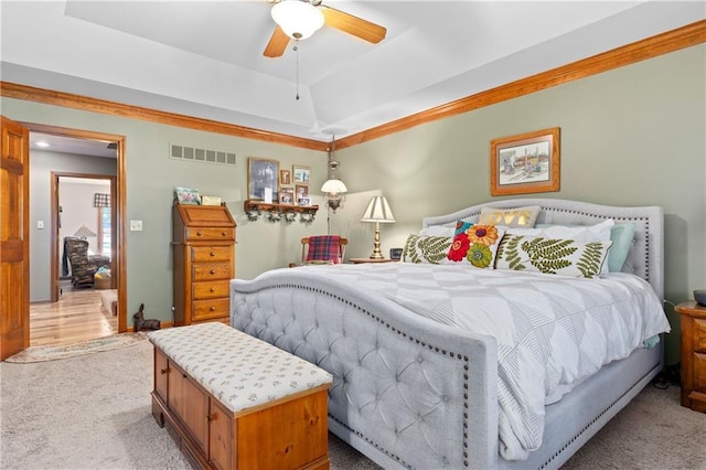 3644 W 127th Ter, Leawood, KS 66209 - bedroom featuring carpet floors, a tray ceiling, ceiling fan, and baseboards