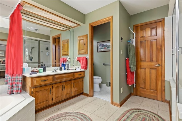 3644 W 127th Ter, Leawood, KS 66209 - bathroom featuring tiled tub, vanity, toilet, and a shower with door