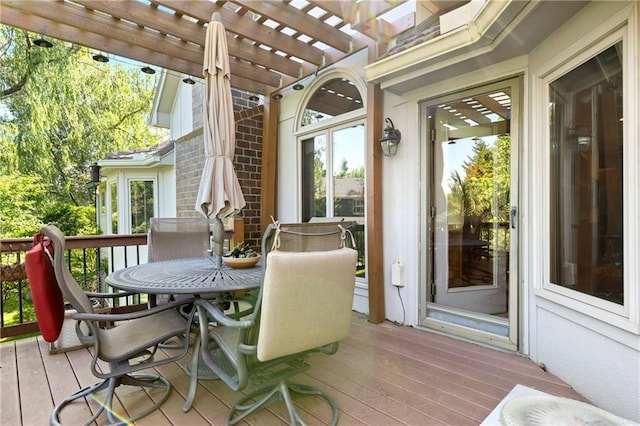 3644 W 127th Ter, Leawood, KS 66209 - wooden terrace featuring a pergola and outdoor dining area