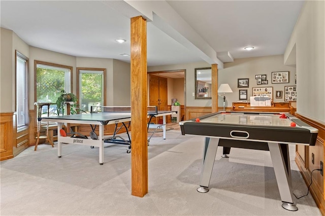 3644 W 127th Ter, Leawood, KS 66209 - rec room with a wainscoted wall and light colored carpet