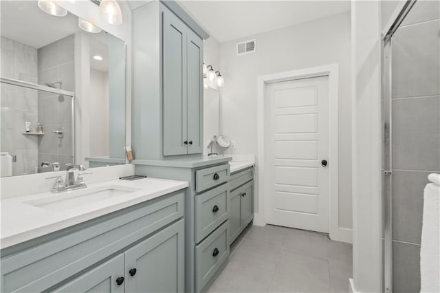 807 NE Algonquin St Unit B, Lees Summit, MO 64064 - full bathroom featuring vanity, a shower stall, and tile patterned flooring
