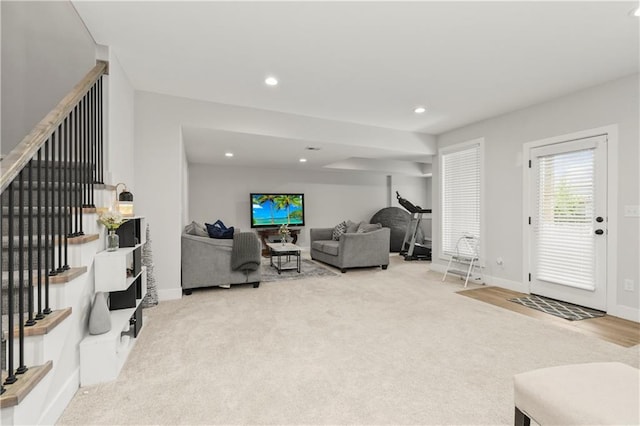 807 NE Algonquin St Unit B, Lees Summit, MO 64064 - carpeted living area featuring baseboards and recessed lighting
