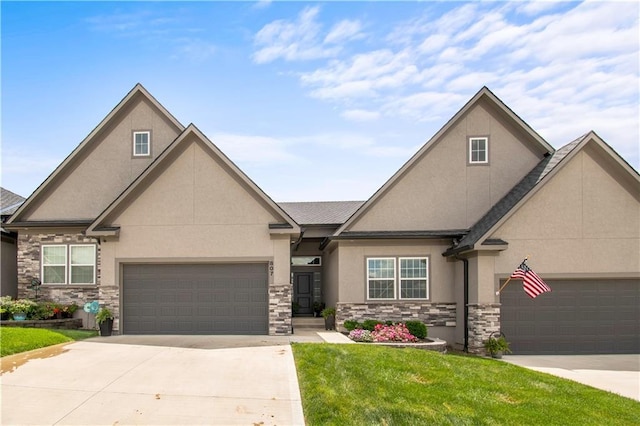 807 NE Algonquin St Unit B, Lees Summit, MO 64064 - view of front of property with stone siding, stucco siding, and concrete driveway