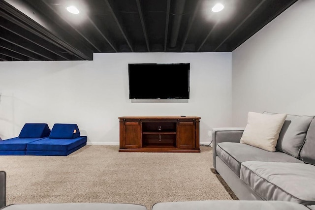 8911 W 104th St, Overland Park, KS 66212 - carpeted living area with baseboards and recessed lighting
